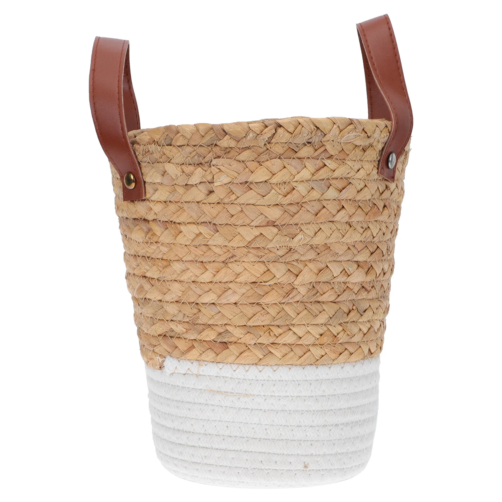

1pc Straw Woven Basket For Plants Storage Natural Hand-Woven Decorative Container Home Hotel Restaurant Durable Cotton Rope