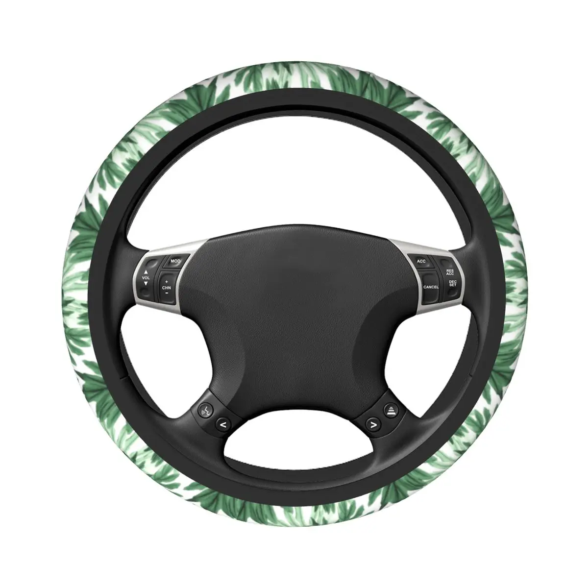 38cm Car Steering Wheel Covers Leaves Leaf Palms Soft Jungle Tropical Green Plant Braid On The Steering Wheel Cover Car-styling