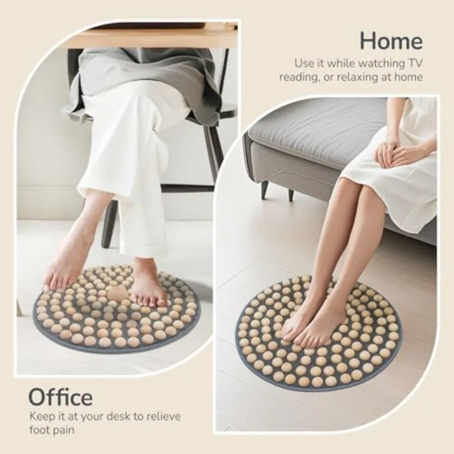 Wood Foot Acupressure Mat for Daily Relaxation and Foot Care Ergonomic Design with Foldable Pressure Point Pad for Home Office
