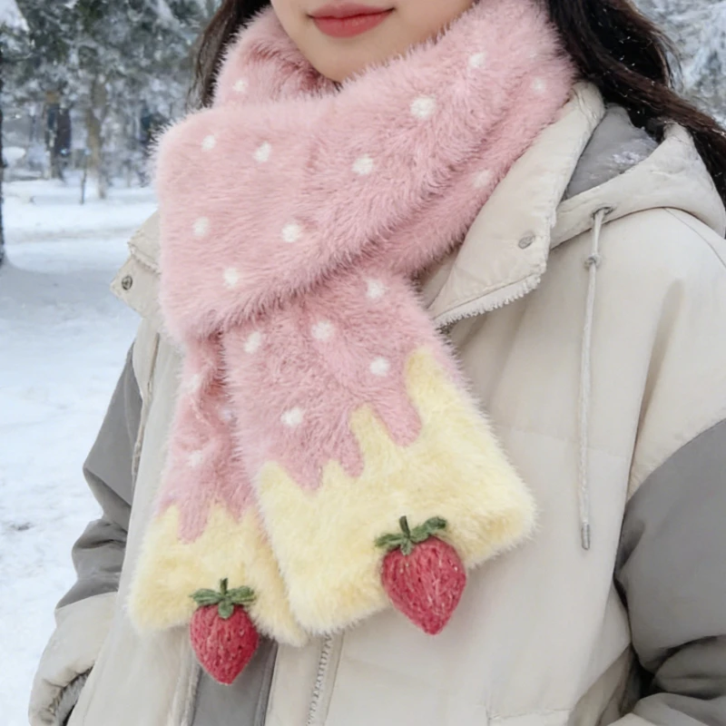 

Новый мультяшный милый пушистый шарф-воротник для женщин, теплый зимний универсальный плюшевый гейтер для девочек и студенток, милый и изысканный шарф