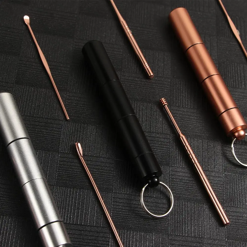 Conjunto De Earpick De Aço Inoxidável, Earpick Portátil, Ferramenta De Cuidado De Orelha, Remoção De Cera De Ouvido, Colher Espiral