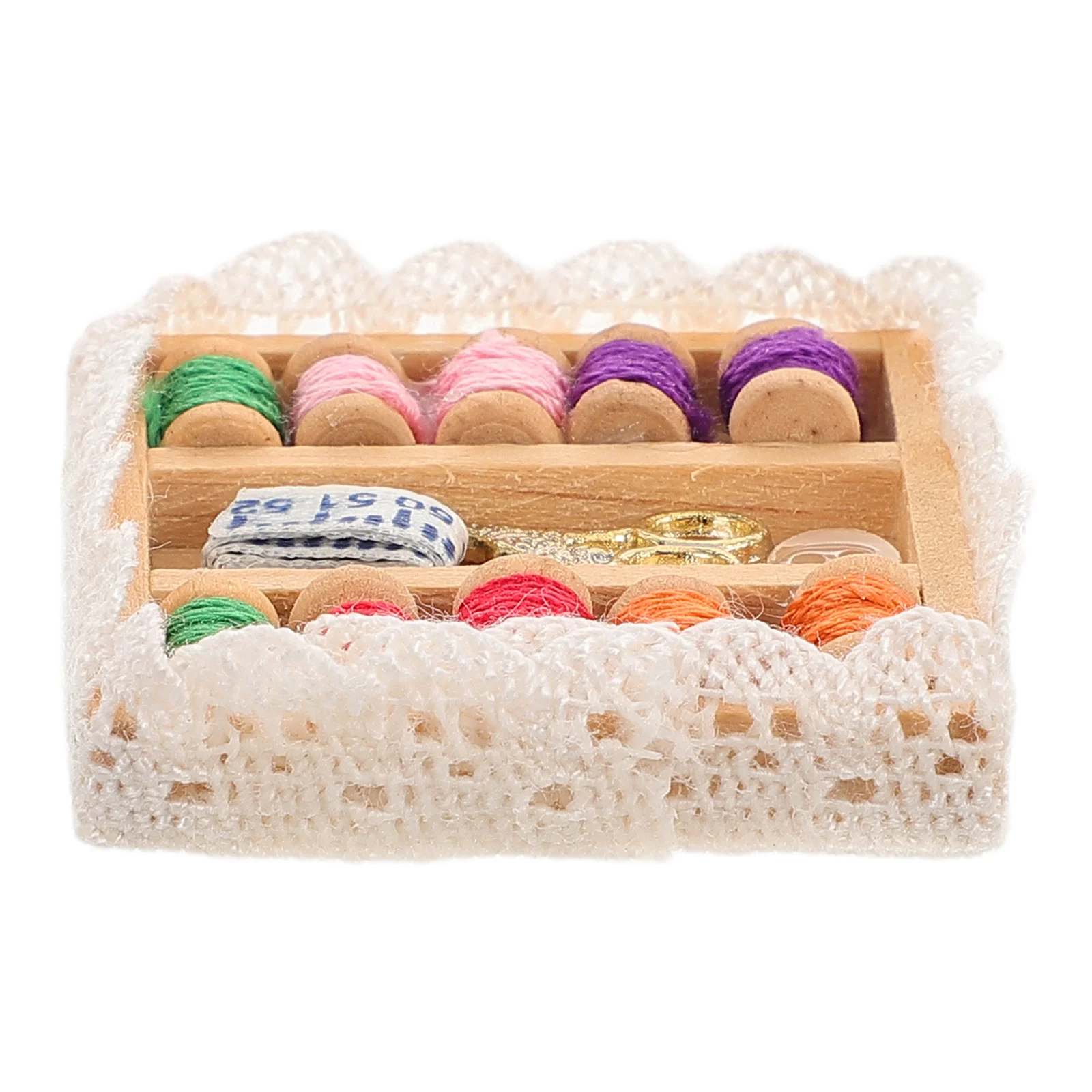 1Set miniatuur naaikofferaccessoires Realistische houten naaikist voor Tiny House Decor Poppenhuisdecoratieaccessoires