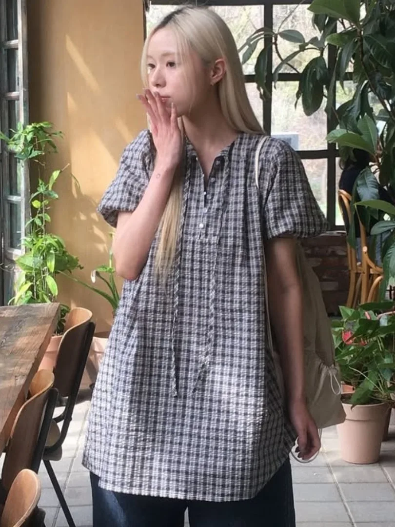 فستان صيفي أنيق بتصميم كلاسيكي مربعات مع حزام، أزياء نسائية عصرية متعددة الاستخدامات تظهرك أصغر سناً، تصميم أنيق ومثير