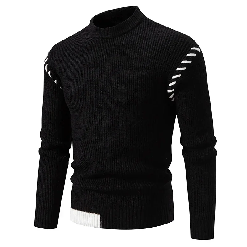 5 Colors 2024 Autumn and Winter Fashion Warm Knitted Sweater Solid Color Round Neck Pullovers Mens Sweater