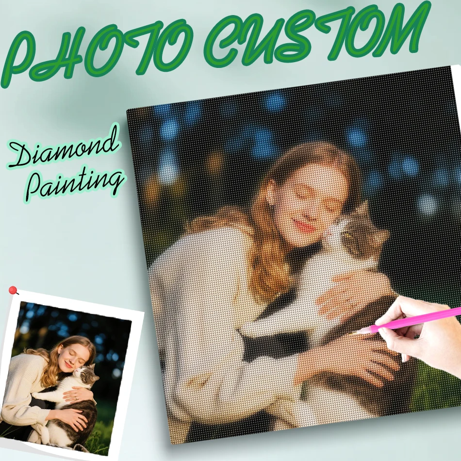 

Photo Custom Pet portrait Full Square Round Diamond Mosaic Drill Handmade Painting Private Pictures Cross Stitch Unique Gift