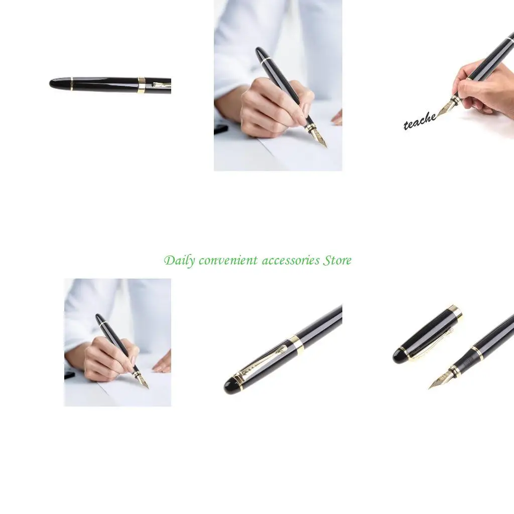 

97QB Jinhao X450 Black Nib Gold Trim Fountain Pend хороший подарок