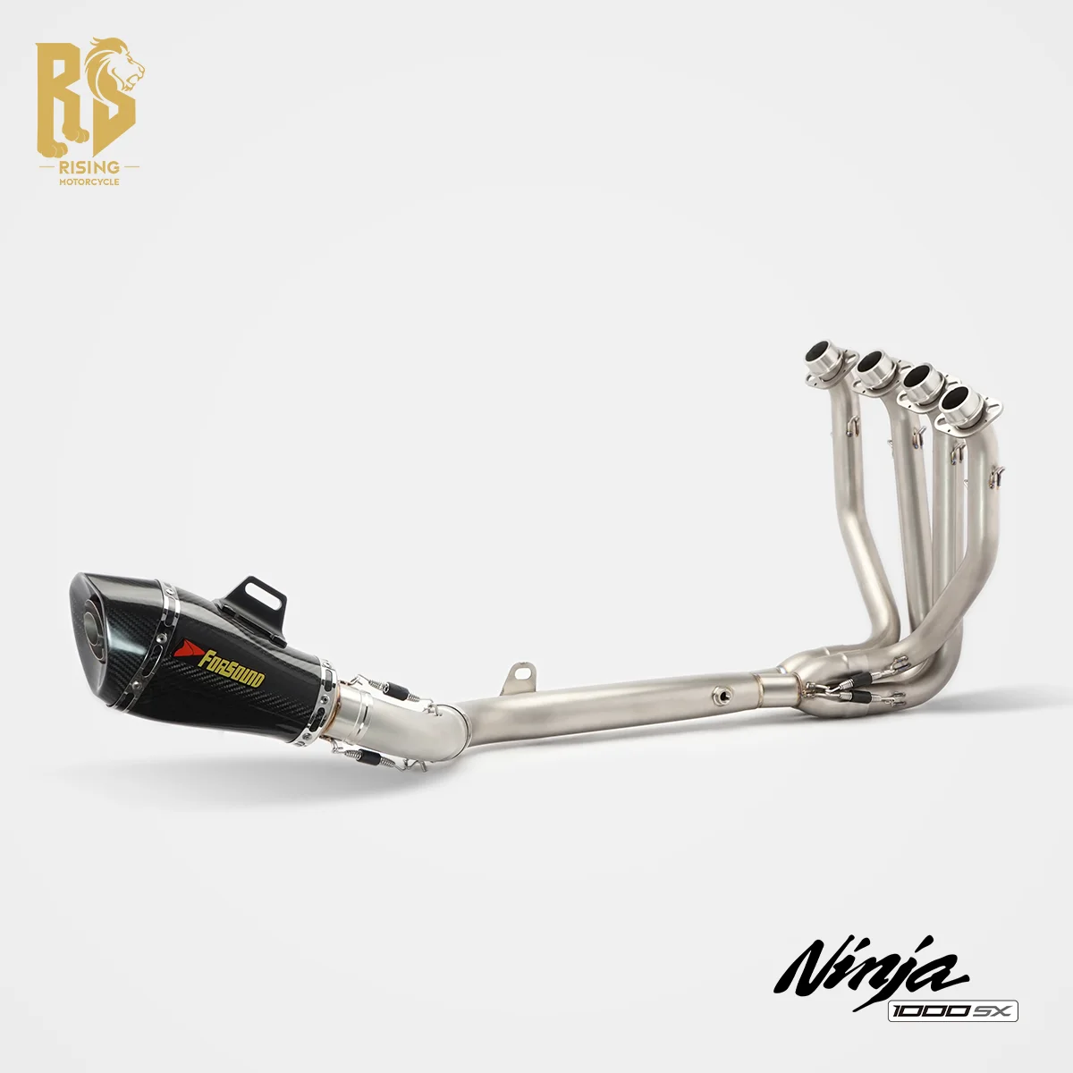 

RS for Full Exhaust System For Kawasaki Ninja 1000SX Titanium Front+Mid Pipes with Short Carbon Fiber Tail