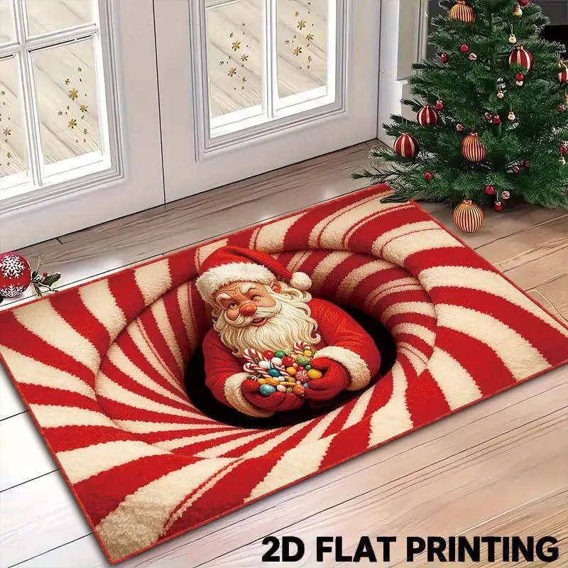 VIKAMA Santa 3D Chimney Door Mat Christmas Welcome Rug For Entryway Front Door Porch Indoor Outdoor Xmas Holiday Home Decor