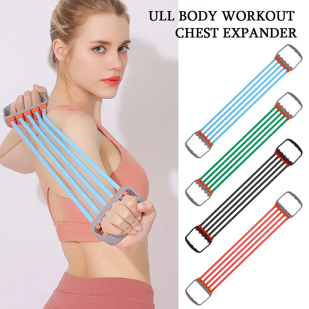 Full Body Workout Chest Expander With 5 Removable Resistance Bands For Pilates, Push Ups, And Muscle Training