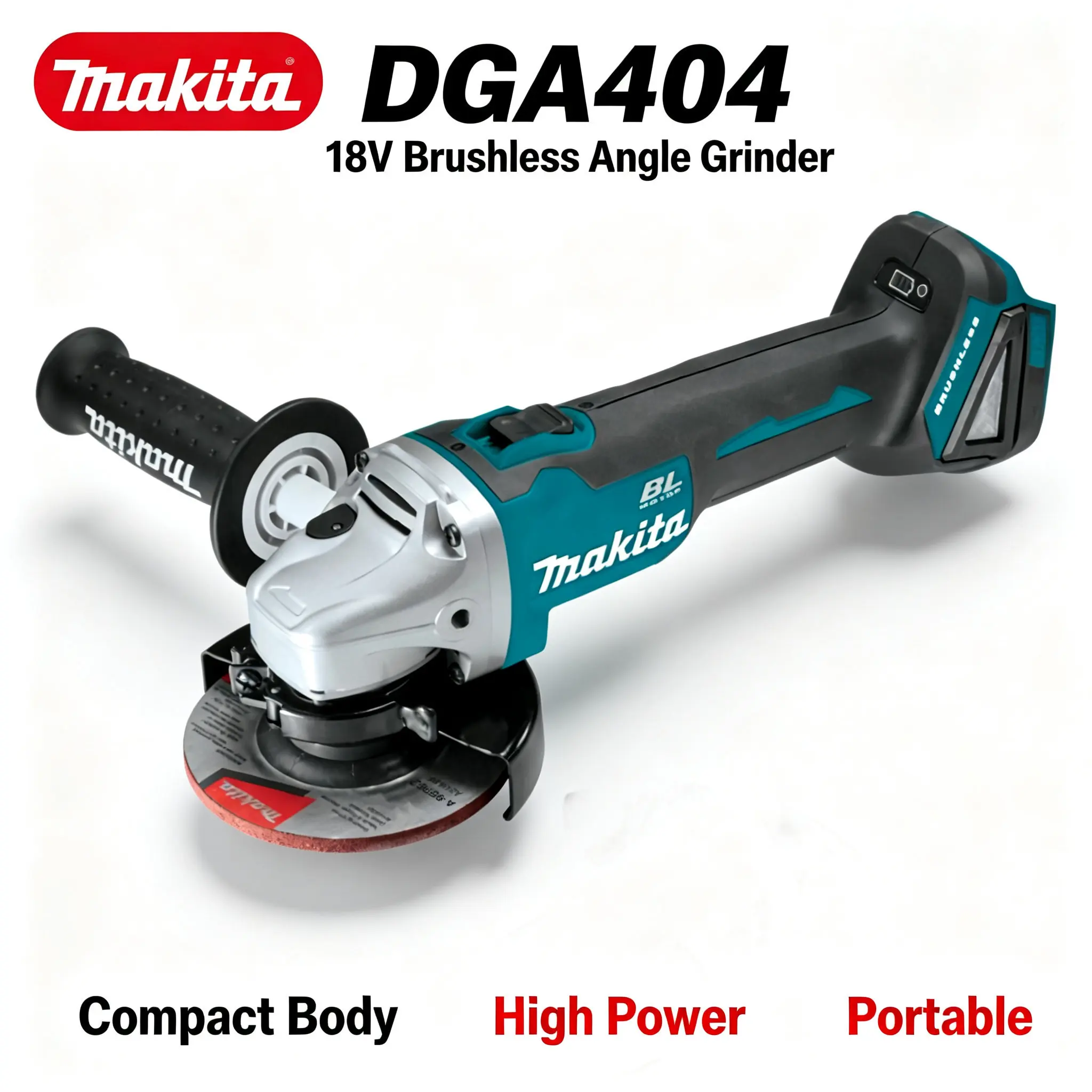 Makita DGA404 18V Akku-Bürstenloser Elektrischer Winkelschleifer Elektrowerkzeug zum Metallschneiden, Schleifen, Polieren, für Garage, Automobilwartung und Fertigung