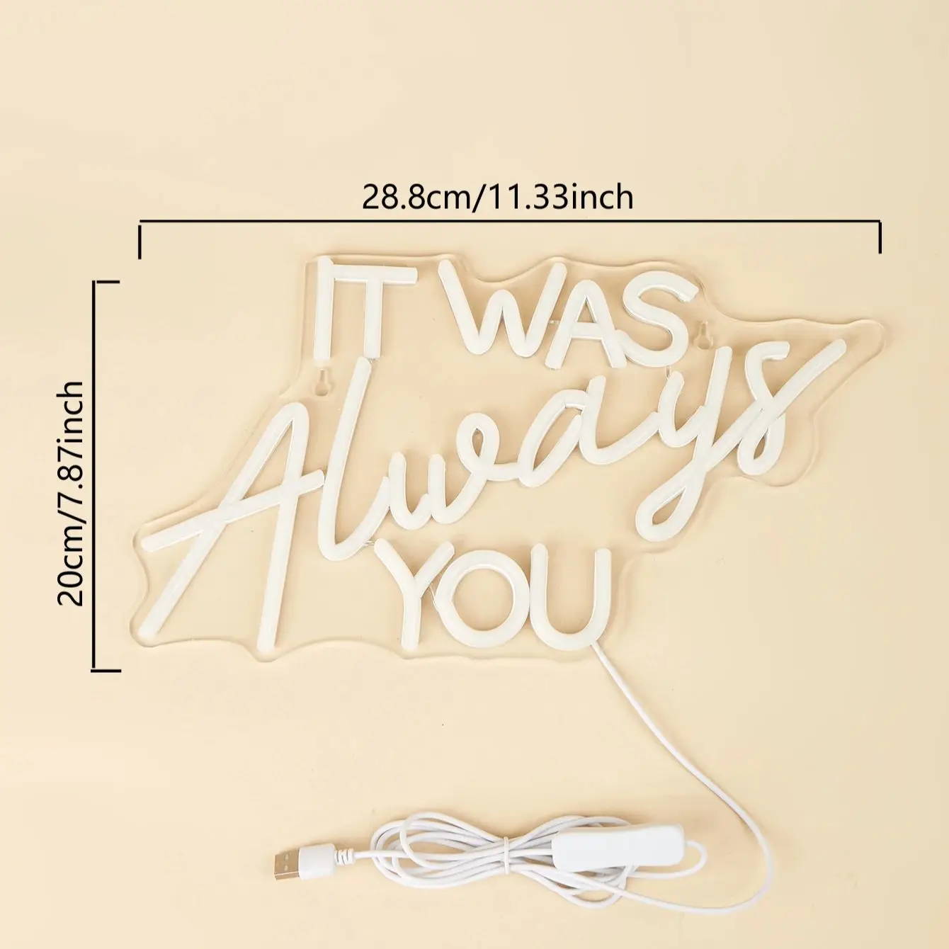 Chi-buy LED Neon it was always you USB Powered Neon Signs Night Light 3D Wall Art Bedroom Living Room Decor Lamp Signs