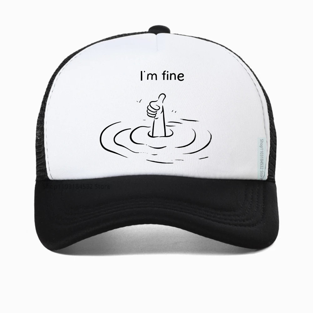 

I'm Fine Print baseball cap Summer Casual Personalized caps fashion Breathable sun snapback hats adjustable mesh trucker hat