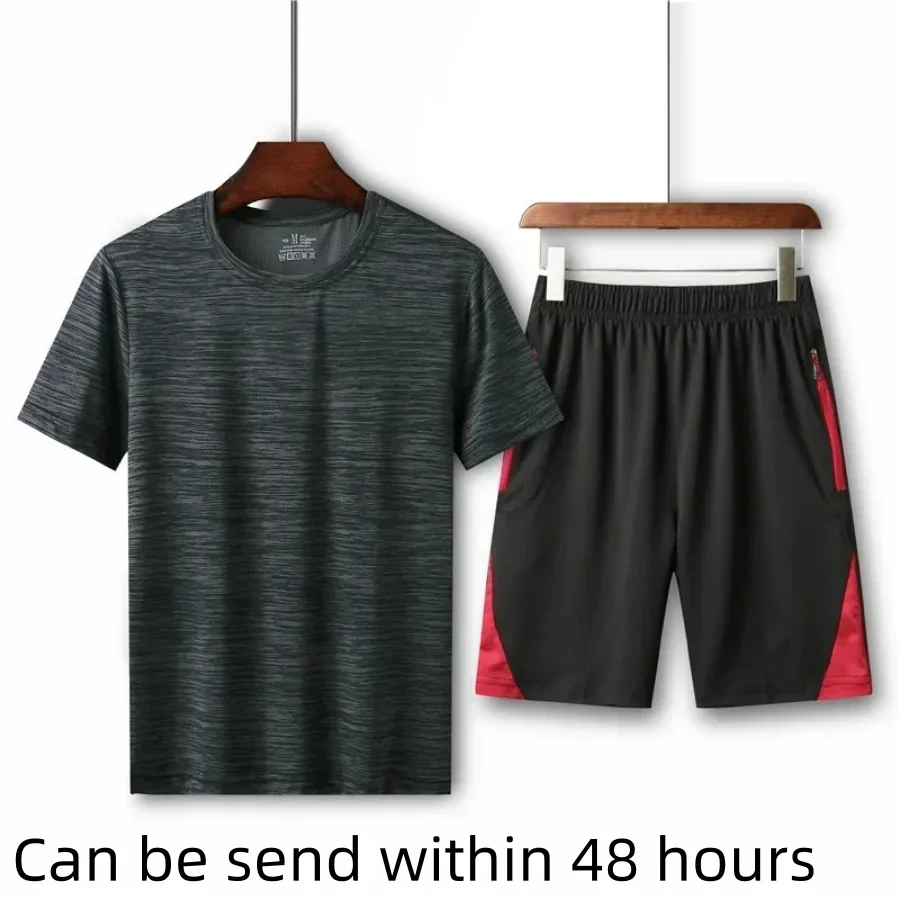 Plus Size 7XL 8XL Mannen Zomer T-shirt + Shorts Sets Casual Shorts Mouw Top Tee Shorts Zachte Sport Sportkleding trainingspak Mannelijke 2025