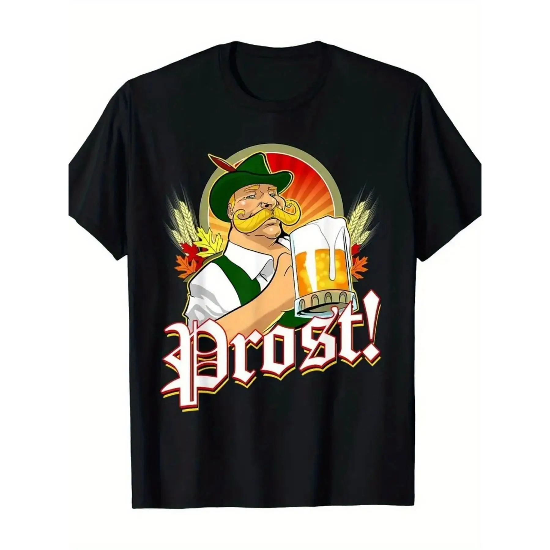 

Unisex "Prost!" German Beer T-shirt, Oktoberfest Bavarian Graphic Tee, Trachten Drinking Party Festival Casual Top
