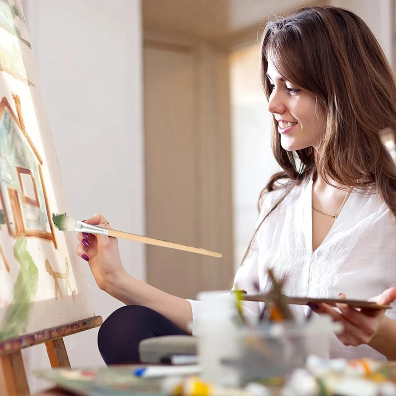 Ensemble de pinceaux en poils de chèvre pour la peinture acrylique, pinceau de vadrouille durable, mélange polyvalent