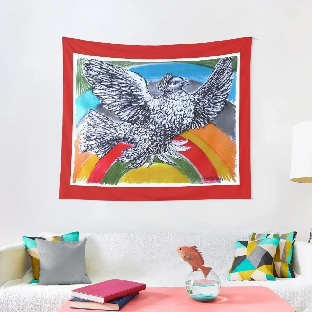 

DOVE of PEACE : Vintage 1952 Rainbow Painting Print Tapestry Aesthetic Decoration Carpet On The Wall Tapestry