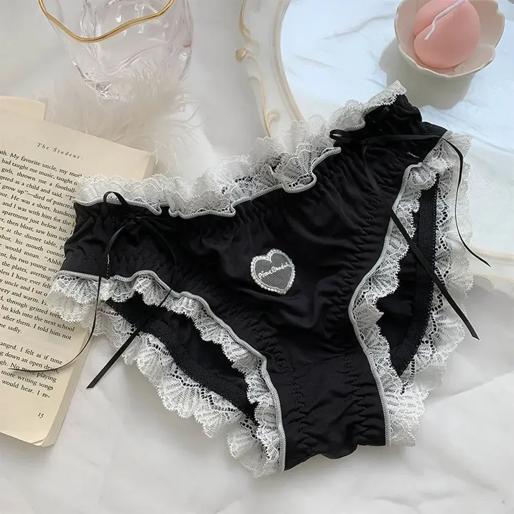 

Cute Lolita Love Lace Girl Underwear Summer Thin Ice Silk Wrap Buttock Section Sexy Cool Cotton Sexy Breathable Women Briefs