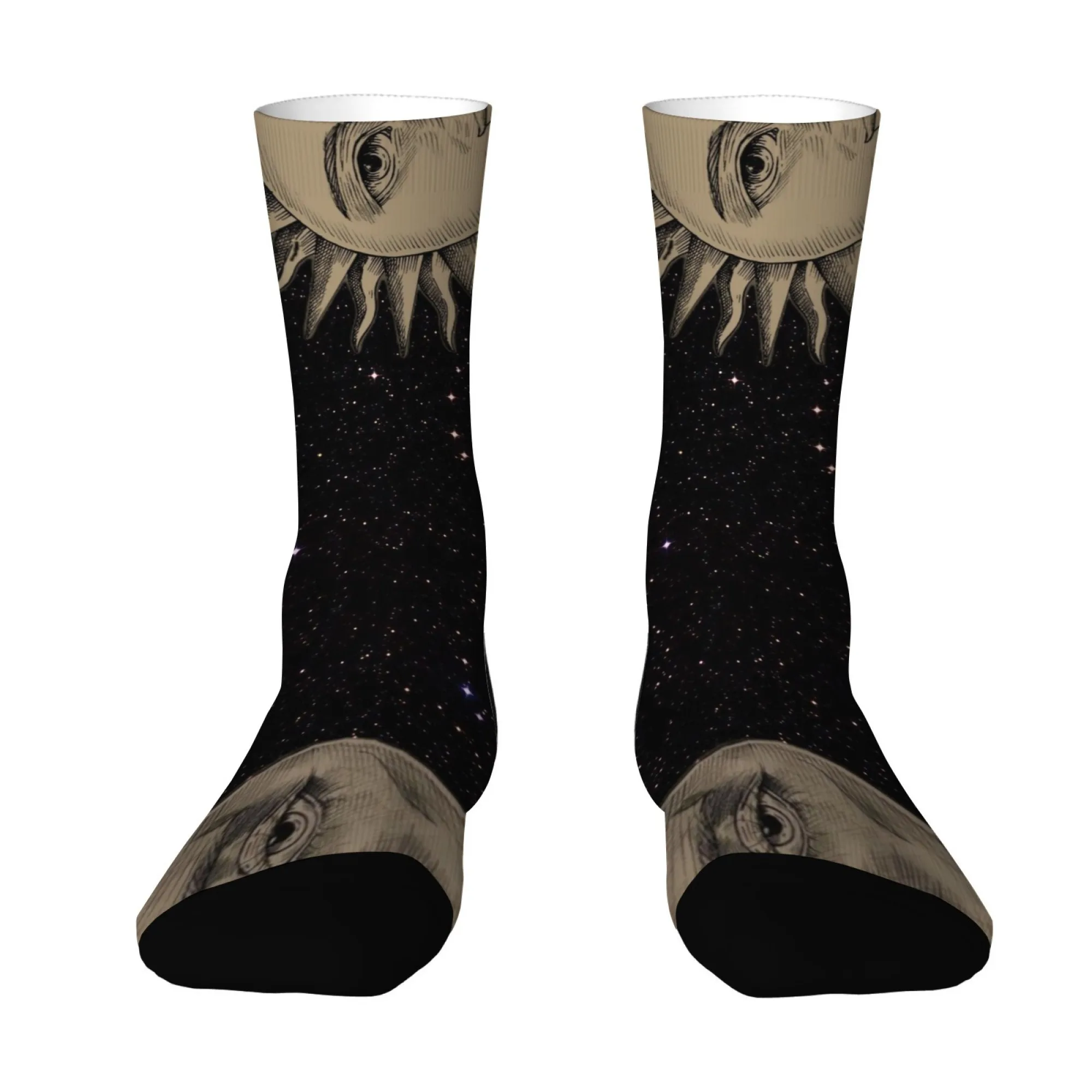 نمط عين سريالي الكل رؤية على طباعة سديم متوهجة للتلميذ ستارفيلد تصميم القوطية غالاكسي منتصف العجل الجوارب لأسلوب غامض