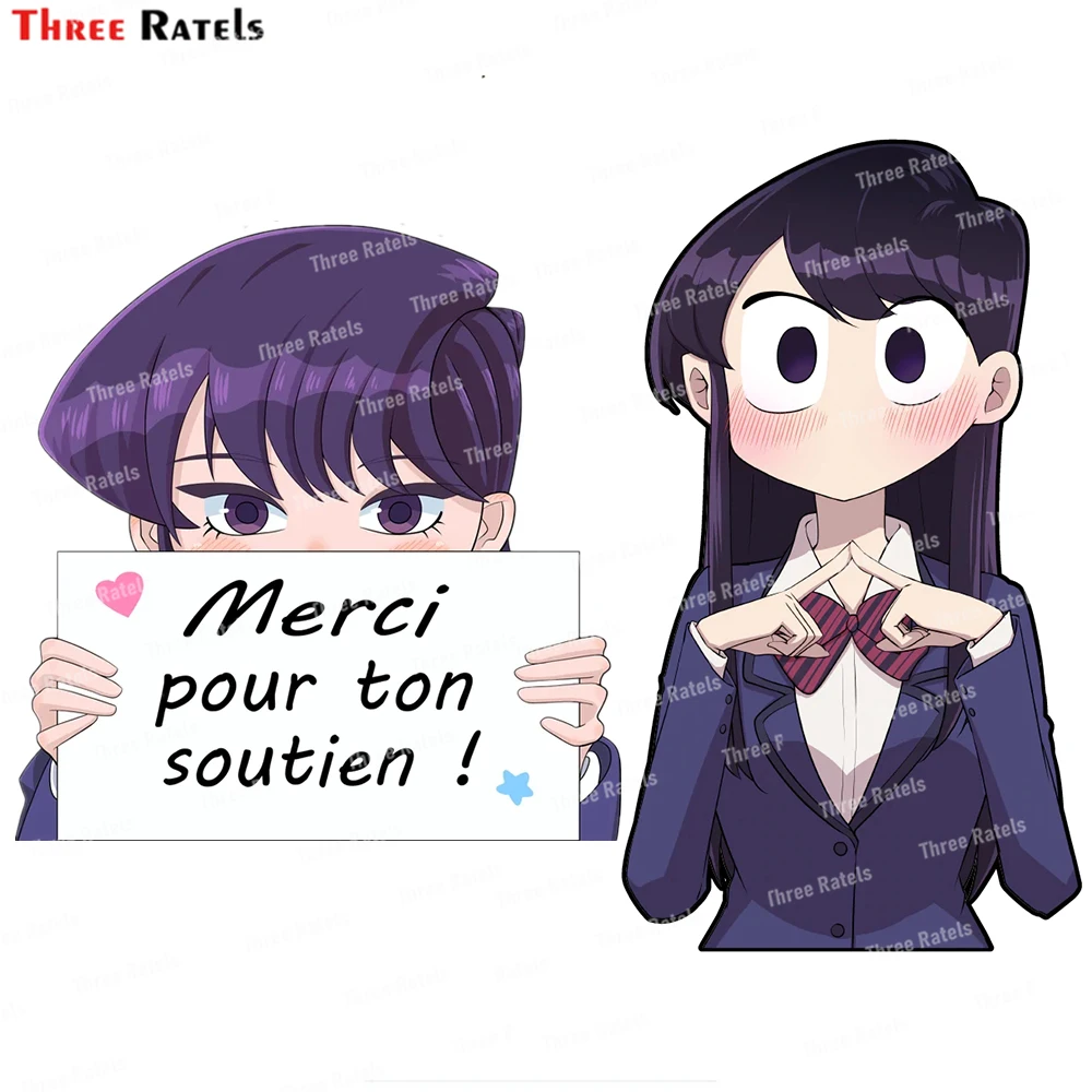 Three Ratels i429 Komi no puede comunicarse Komi Shouko L pegatinas de anime japonés para coche calcomanías de vinilo