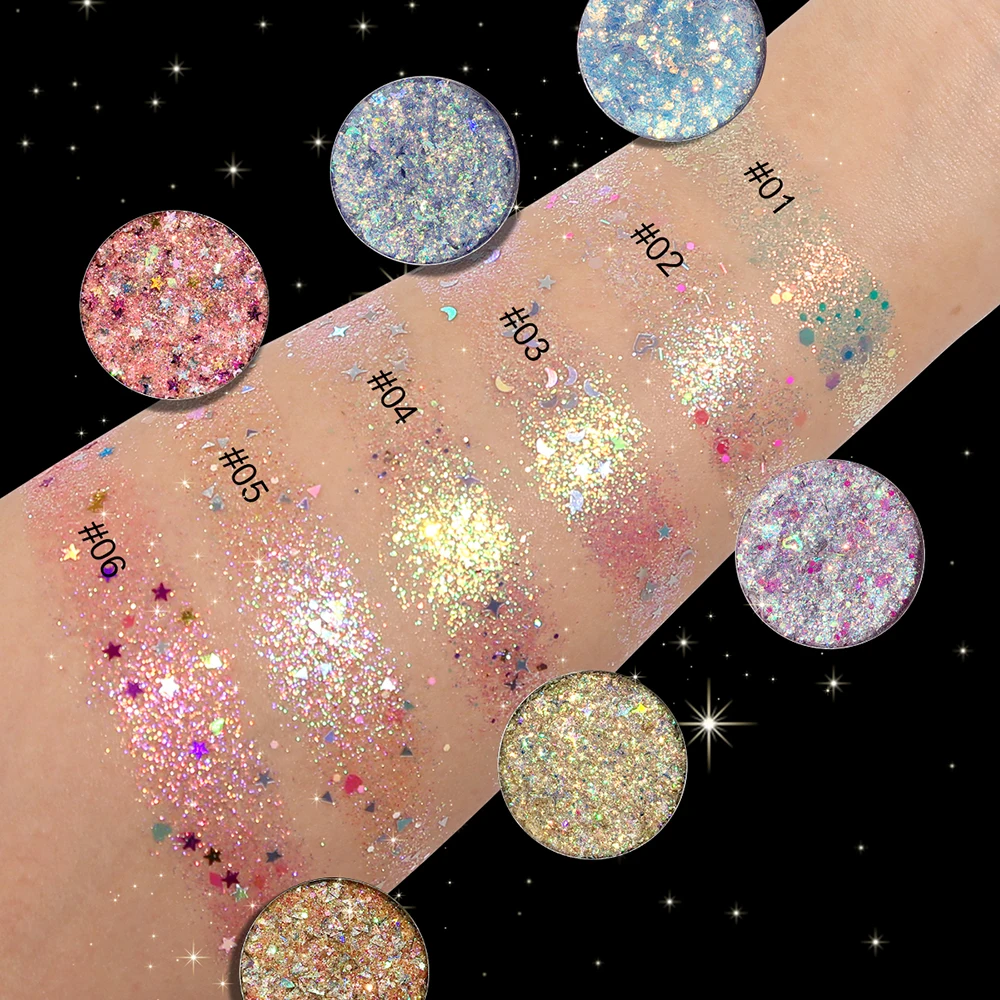 Face Gel Glitter Eyeshadow Custom Logo Pigment Long Lasting Waterproof Glue-free Stage Makeup Private Label Bulk Cruelty Free
