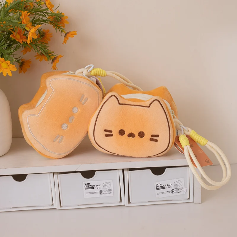 Adorable pain au beurre chat peluche mignon petit sac de rangement en peluche Kawaii Taiyaki peluches chat en forme de jouets en peluche cadeau pour fille