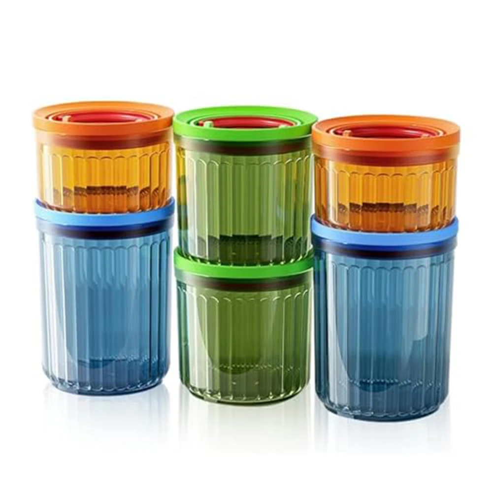 

6 шт. герметичные контейнеры для хранения продуктов, набор герметичных одноручных открытых штабелируемых пластиковых контейнеров для хранения продуктов и кладовой