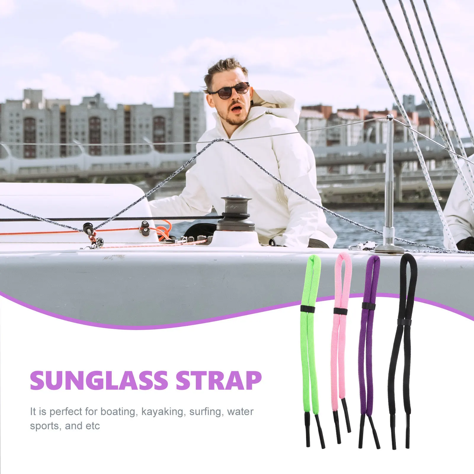 4Pcs Sports Glasses Strap Floating Adjustable Eyeglass Retainer for Boating Kayaking Surfing Swimming Hiking with Color Variety