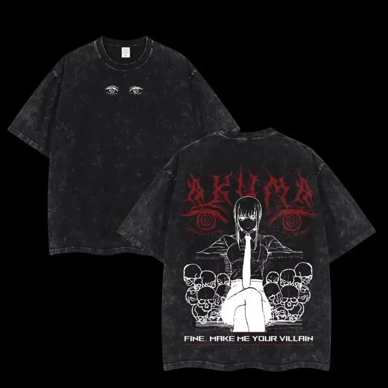 Anime Chainsaw Man Mitaka Asa Graphic T Shirt Men's Clothing Short Sleeve T Shirt Washed Cotton Tee Harajuku 2026 Summer T-shirt