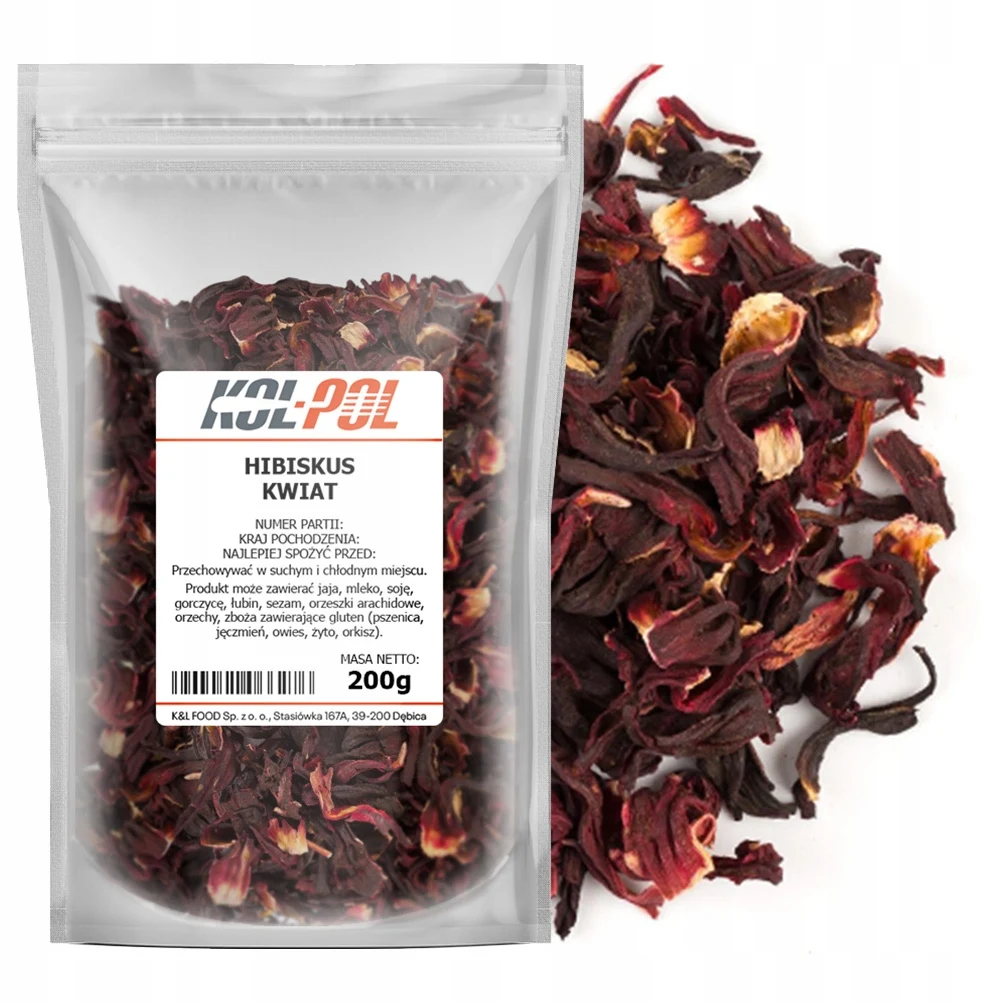 HIBISKUS SUSZONY 200 g Kwiat hibiskusa naturalny malwa herbata Kol-Pol