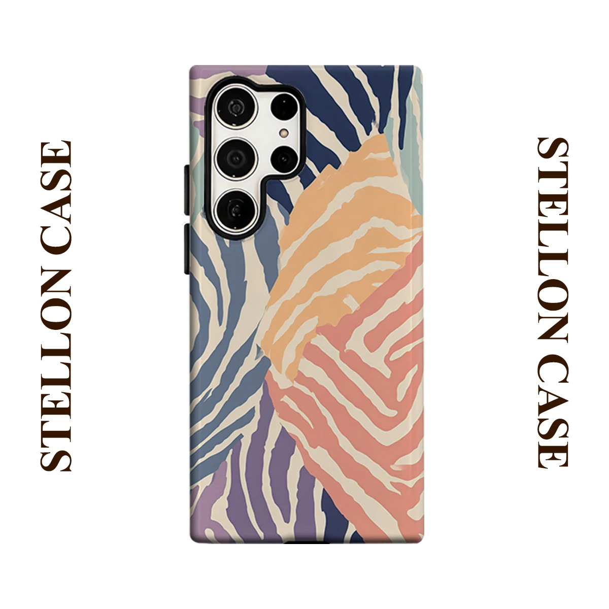 Pastel Zebra Stripe Abstract Glossy Double Layer Shockproof Phone Case For Samsung Galaxy S25 Ultra S24 Plus S23  Ultra Cover
