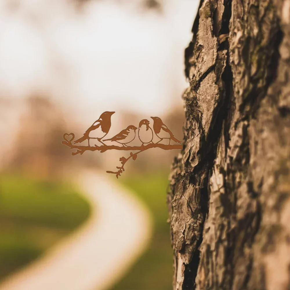 

Elegant Four Birds on Branch Metal Art for Your Home