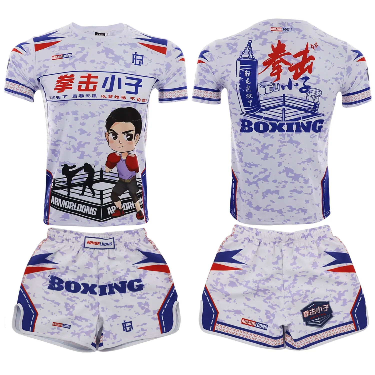 Jujutsu Muay Thai Vechtclub Sportkleding Voor Kinderen Met Korte Mouwen Trainingsshort Voor Volwassenen Mma Fitness Boksset