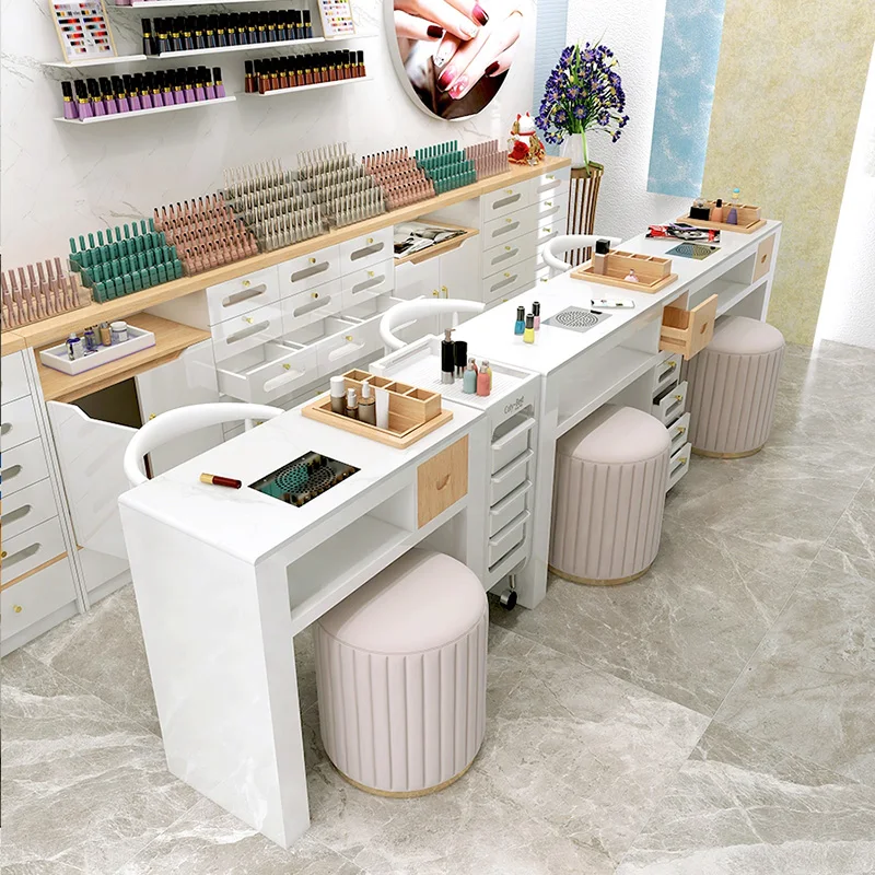

European Cute Manicure Nail Table Modern Trendy Beauty Premium Manicure Nail Table With Drawers Design Mesa Salon Furniture