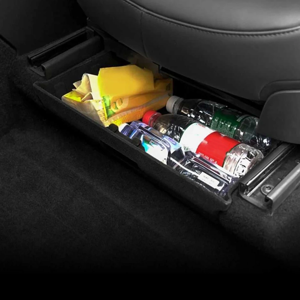

Storage Box Under Seat Car ganizer Black ABS Flocking Durable Quality Lining Prevent Slipping Scratching Drawer H