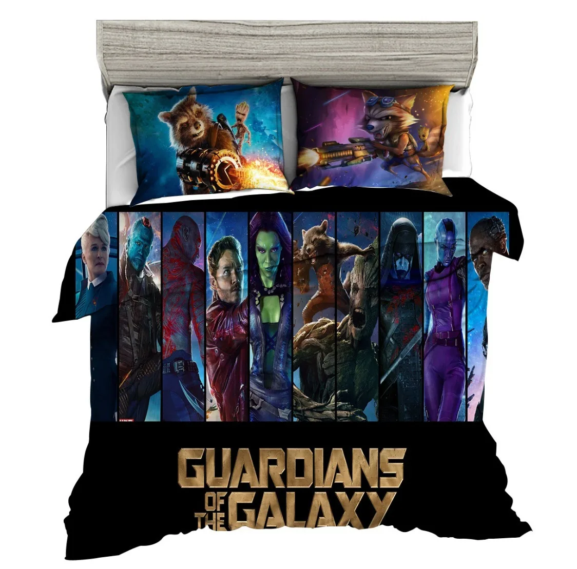 Parure de lit imprimée avec reconnaissance Disney Marvel, ensembles de housses Groot Guardians of the Galaxy, housse de couette de dessin animé, cadeau pour adolescents