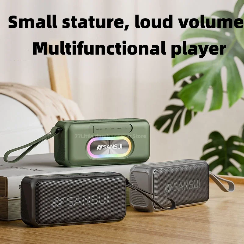 SANSUI F61 Bluetooth Speakers FM Radio HI-FI Subwoofer Supports Headphone Output USB Drive TF Card AUX Caixa De Som Bluetooth