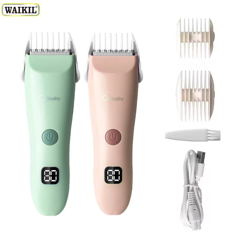 WAIKIL Professional Baby Electric Hair Clipper Silent Hair Trimmer USB Charging Cordless Digital Baby Clipper Ultra Silent