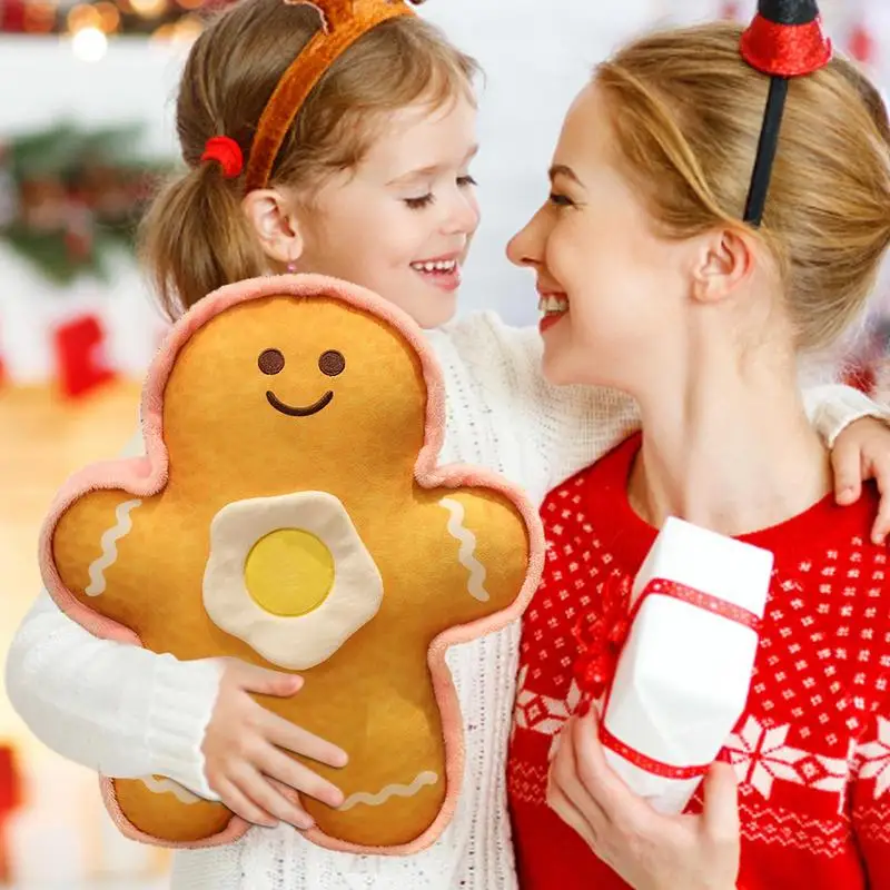 Ornements en peluche bonhomme en pain d'épice, oreiller en peluche, biscuit au beurre, doux et confortable, jeté de Noël