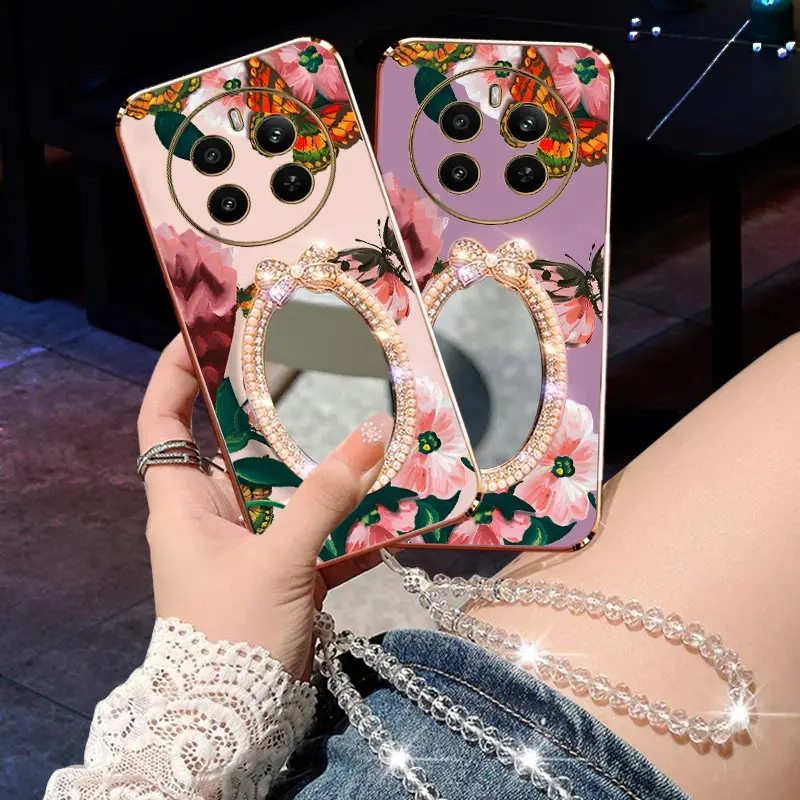

12Pro Alluring flower Bracelet Plating Phone Case For Realme 13 11Pro 12X 13Pro 12Lite 14Pro 10Pro 10 V30 V20 V25 V15 V13 Cover