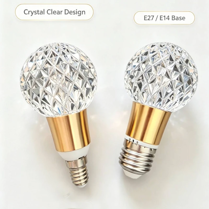 Crystal LED Globe Bulb E14 E27 , Luxury Golden LED  Lamp for Chandelier Home Cafe  Indoor Decor Lighting