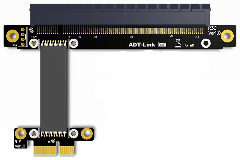 ADT PCI-E 3.0 16x Riser to x1 PCIe x16 x1 PCI Express Riser Miner Graphics Card GPU Extension Cable R13SC Power Line for BTC