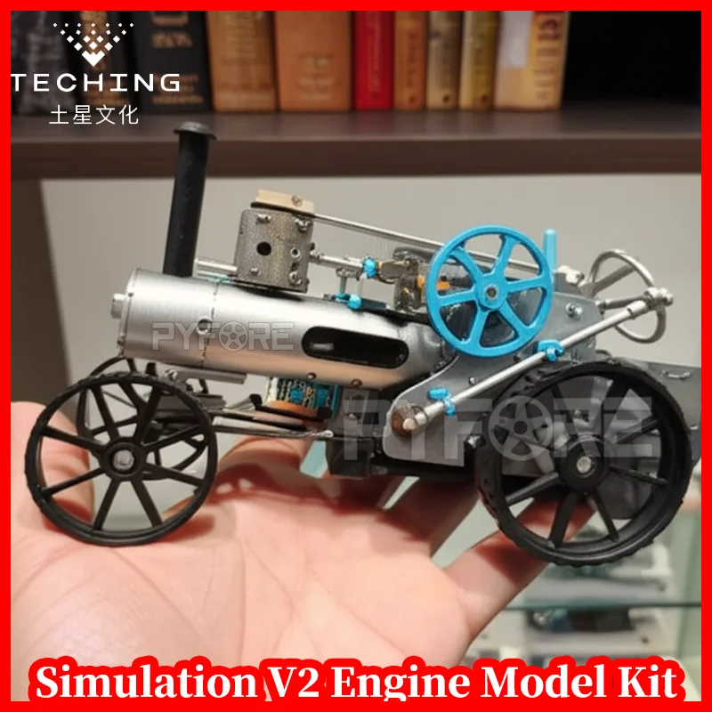 

TECHING Electric Steam Car Mode Desk Display Ornament l Realistic Metal Mechanical Art DIY Assembly Toy for Adults and Kids