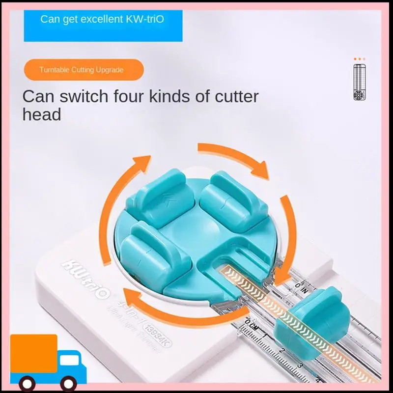 Professional KW-TRIO 4-In-1 Paper Cutter Multi-Functional Knife Curved/Straight Photos Making Sliding Cutting Tool