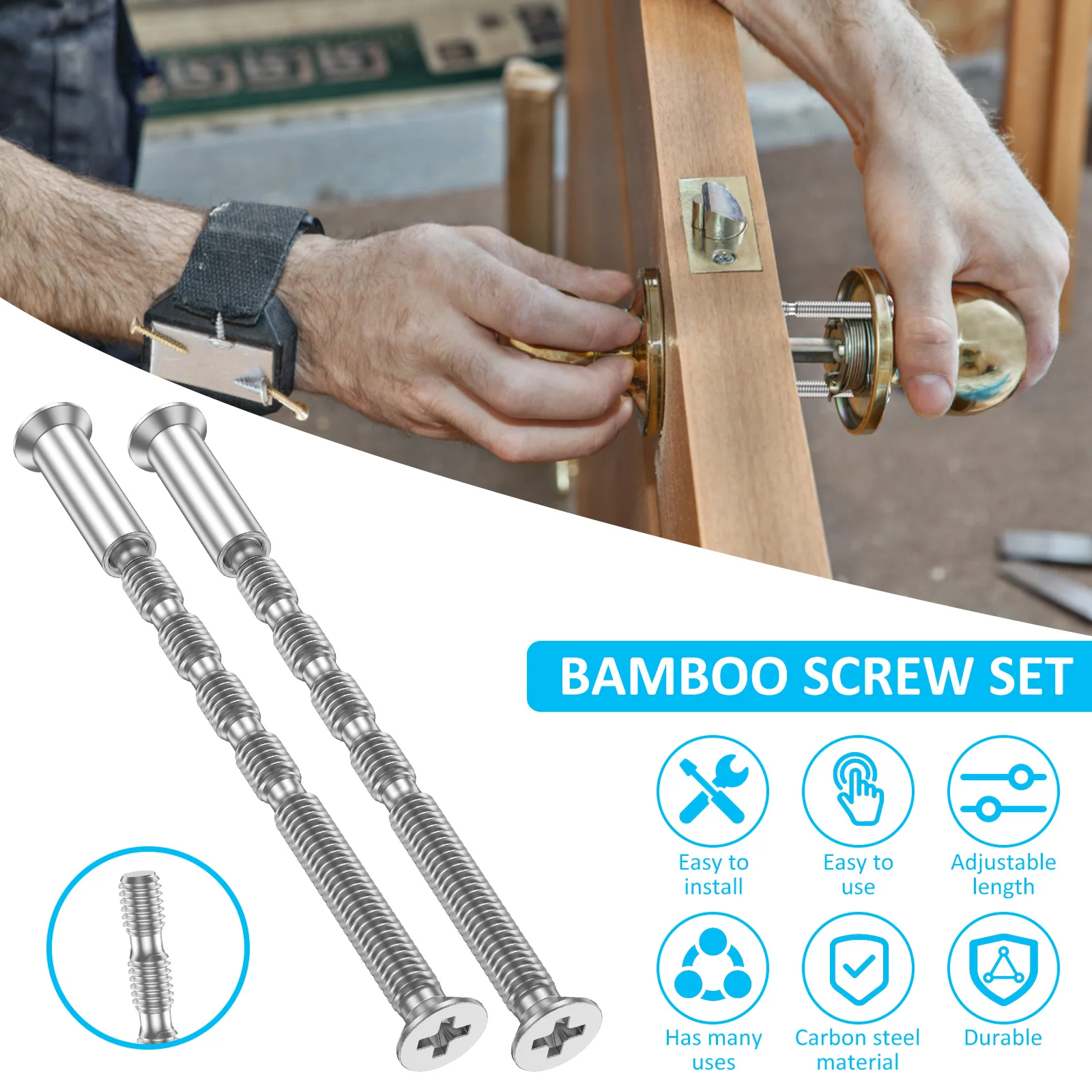 

50PCS Door Handle Screws Bolt set Carbon Steel Connecting Screws and Sleeves Male to Female M4×16 Cross Sleeve M4×60 Bolts