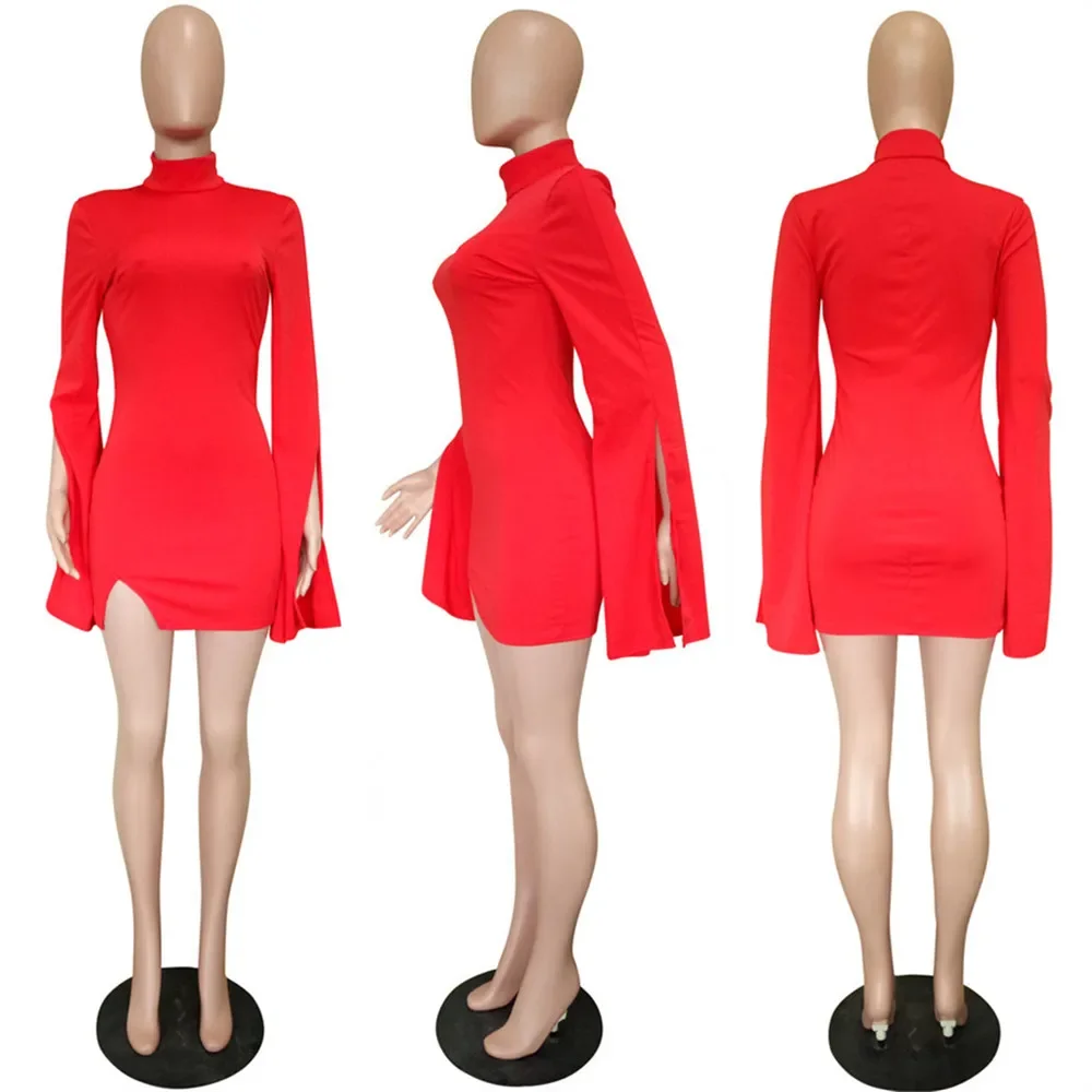 خمر مثير Bodycon فستان المرأة مضيئة كم OL الأعمال مكتب فستان رسمي غمد قطع أنيقة ليلة نادي حفلة فستان قصير