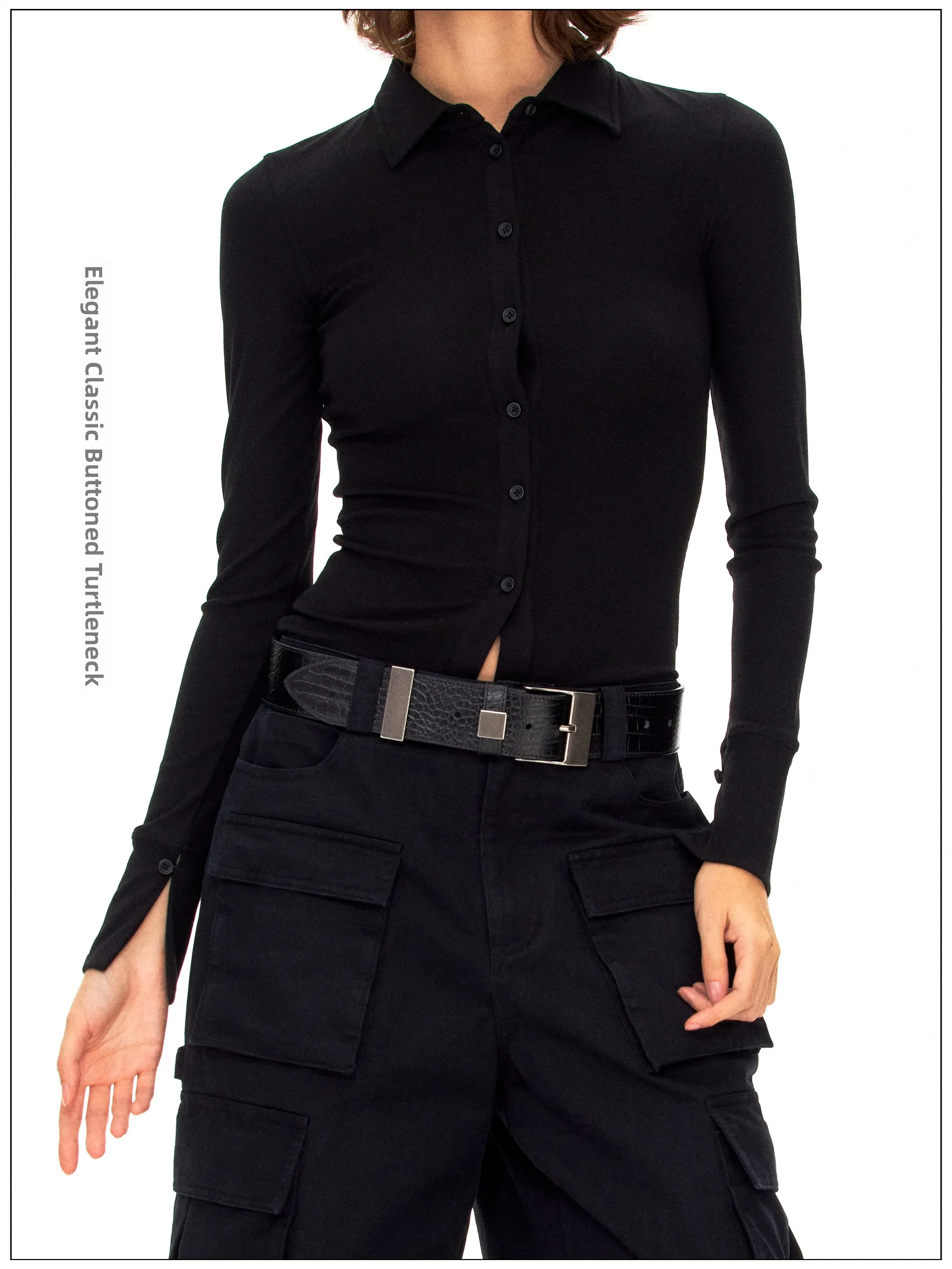 

Женская футболка Slim Fit с воротником и пуговицами, базовый слой, повседневная, с длинным рукавом, для верховой езды, в стиле кэжуал, с принтом под факс-копию