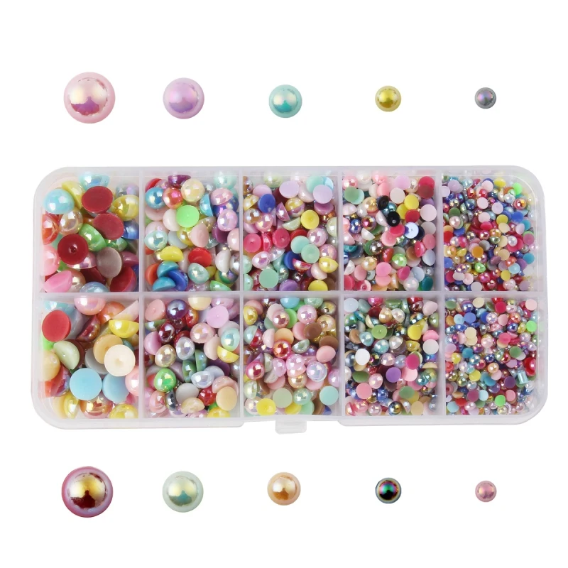 Half Round Flat Imitation Pearl Beads Assorted Mixed Sizes DIY Imitation Pearls For Embellishment Crafts Nail Making