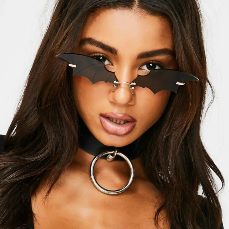 New Women Bat Shaped Sunglasses Vintage Brand Women's Designer Sun Glasses Funny Hip-Hop Eyewear Halloween Gift Gafas De Sol