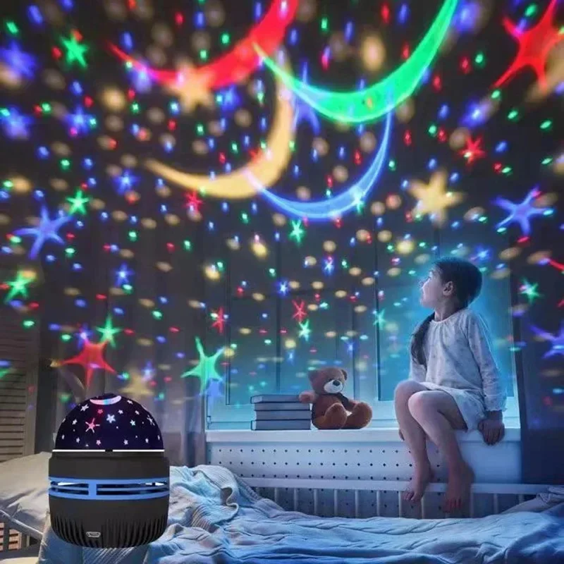 Family Party Rotating Stage Lights Galaxy Projector Starry Sky LED Black Night Light Planetarium Children Bedroom Starlight