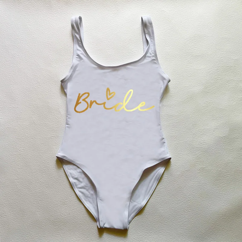 S-3XL One-Piece Swimsuit Women Team Bride Summer Swimwear Higt Cut Low Back Bathing Suit Bachelor Party Swimming Suit Beachwear image 2